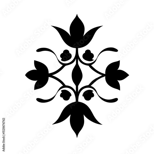 Stylized floral drawing, traditional Ottoman Turkish art, Iznik style decorative design element. Tazhib Eslimi Art Iranian Text Box Floral Vector. Turkish Ottoman style ornamental.
