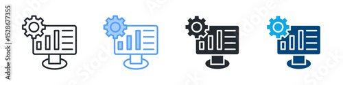 Data Icon Set Multiple Style. Design In Outline, Blue, Glyph, Dualtone