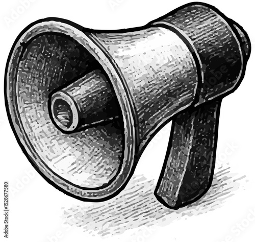 Hand-drawn megaphone sketch symbolizing announcements, public speaking, and school communication