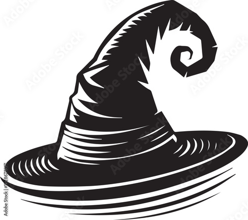 halloween hat illustration, halloween hat silhouette vector isolated on white background