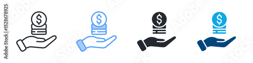 Revenue Icon Set Multiple Style. Design In Outline, Blue, Glyph, Dualtone