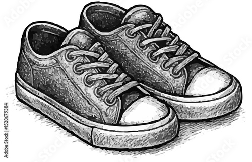 Hand-drawn sneakers symbolizing student life, casual fashion, and school comfort