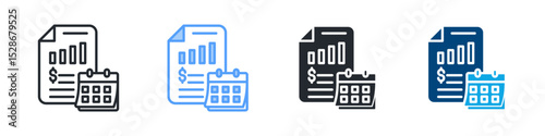 Deadline Icon Set Multiple Style. Design In Outline, Blue, Glyph, Dualtone