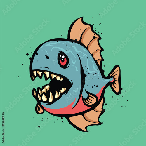 Piranha cartoon vector illustration