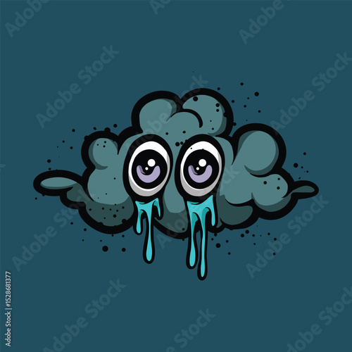 Sad cloud character cartoon vector illustration