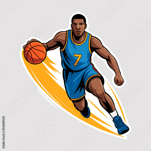 Vector of young man playing basketball