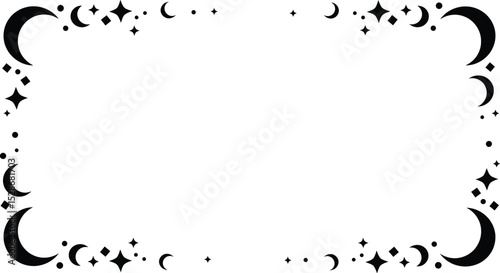 Celestial Frame A Magical Vector Illustration Border Design with Moons and Stars