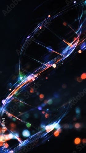 Abstract DNA helix with vibrant lights