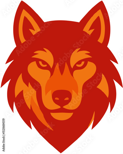 This wolf logo embraces a minimalist and geometric design with bold, sharp lines that highlight its fierce presence. The red and orange color scheme symbolizes energy, passion, and strength, giving th