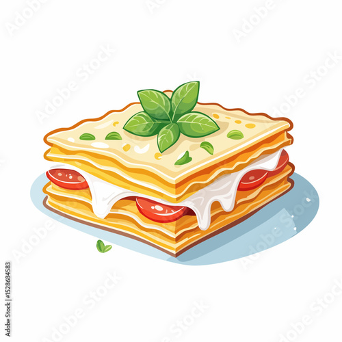 Lasagna Delight: A tantalizing image of a classic lasagna, perfectly layered with pasta, rich sauce, and savory ingredients, garnished with fresh basil