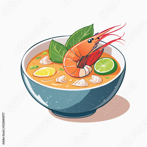 Shrimp Soup Delight: A culinary masterpiece featuring a vibrant and savory shrimp soup, showcasing the freshness of the ingredients and inviting viewers on a gastronomic journey.
