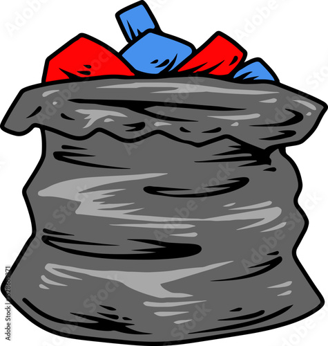 Cartoon trash bag full of garbage