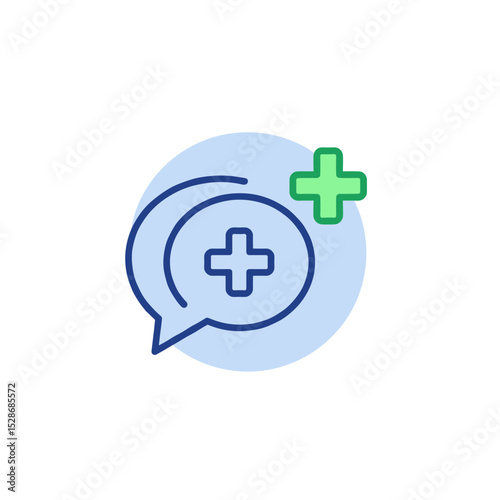 Medical support chat bubble icon in modern flat design  