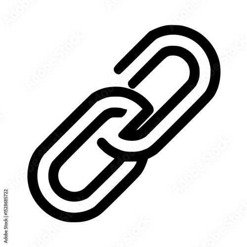 A simple black and white icon depicting two interlocked chain links.