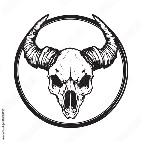 Native Indian Cow Skull Design Image Vector Isolated on white background.