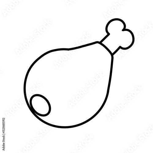 Illustration of colorless chicken thigh meat vector, icon design or sticker