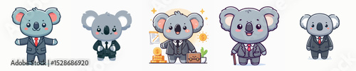 cute koala vector in suit costume
