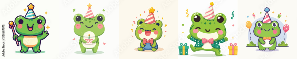 Fototapeta premium frog vector is having a birthday