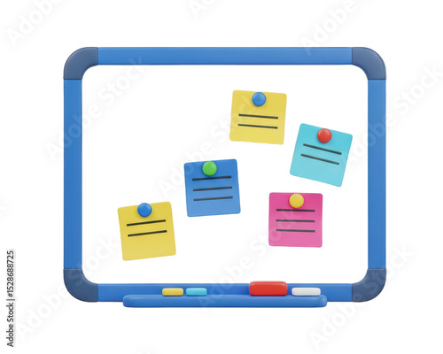 Colorful Sticky Notes on Whiteboard in Office Setting for Planning and Organization