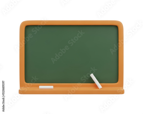 Orange Framed Small Green Chalkboard with White Chalk on White Background