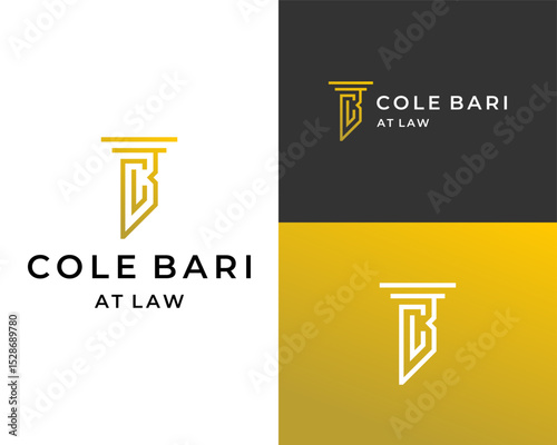 Logo design about CB monogram letters of attorney law company.