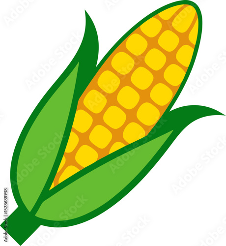 Delicious food vector artwork illustration of fresh yellow corn on the cob