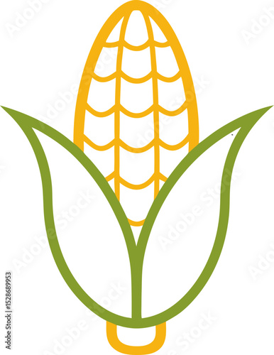 Corn cob vector icon set with husk, peeled and shucked ears. Adjustable stroke weight line illustration. Maize icons with detailed kernels, farm fresh crop harvest, outline, graphic, symbol, design.