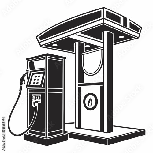 vector Silhouette of a Gas Station icon with a white background