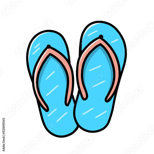 blue flip -flops vector illustration, icon design or sticker