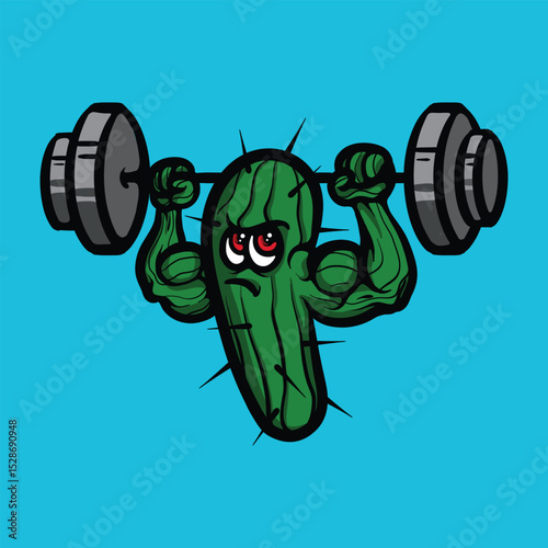 Cactus Gym cartoon vector illustration