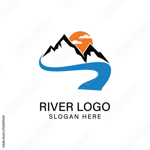 River Logo Design Graphic Vector 