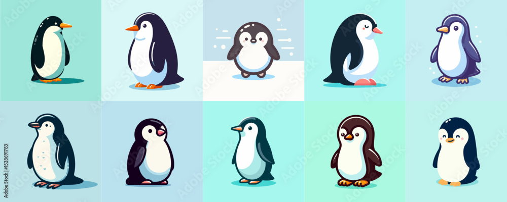 Obraz premium collection of cute penguin cartoon illustration