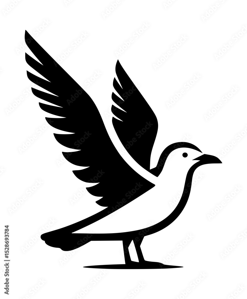 Fototapeta premium Stylized black bird logo design illustration