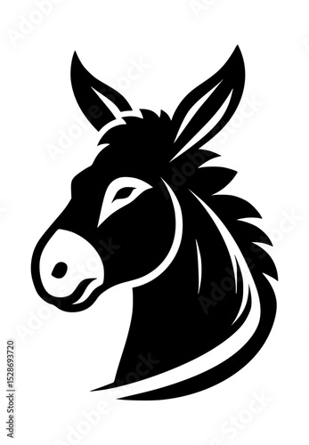 Black and white donkey head profile logo