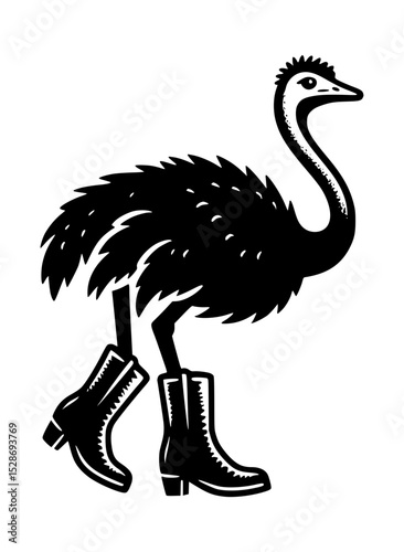 Stylish ostrich wearing cowboy boots illustration