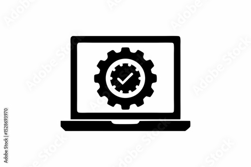 System update vector silhouette illustration isolated on white background