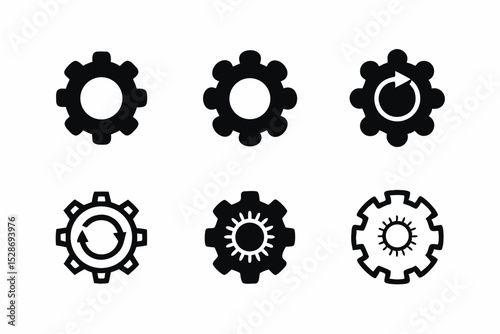 set of System update vector silhouette illustration isolated on white background