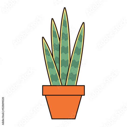 SNAKE PLANT cute icon illustration decorative botanical simple line art doodle outline drawing symbol logo clipart element decoration