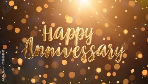 Happy Anniversary: Gold Lettering with Sparkling Lights