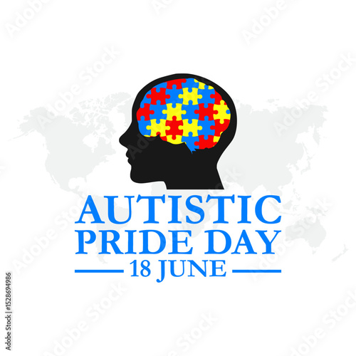 Vector illustration of autistic pride day on 18th June. Autistic pride day design. post, poster flyer design, greeting card design. 