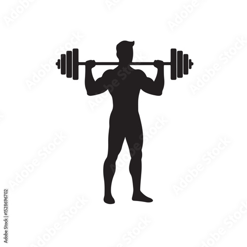 A man lifting weights silhouette icon vector flat design on white background