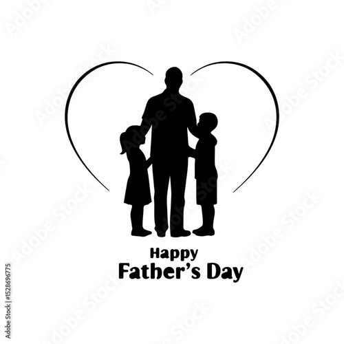 Father daughter and son silhouette icon vector flat design on white background