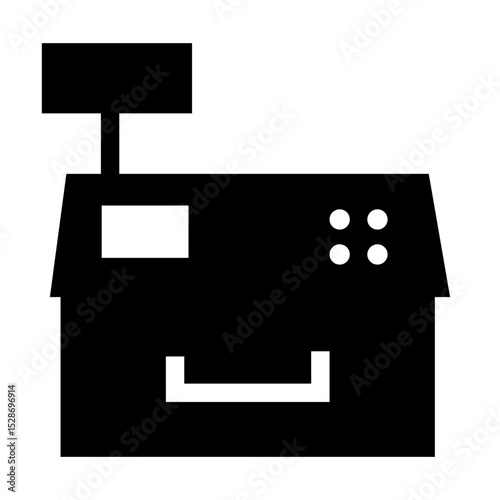 black glyph cash register icon illustration vector
