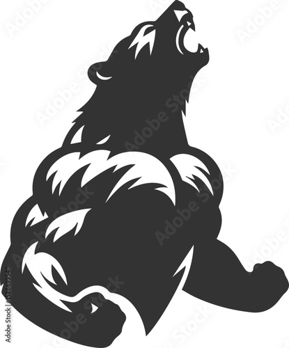 Wild animal roaring vector illustration silhouette drawing