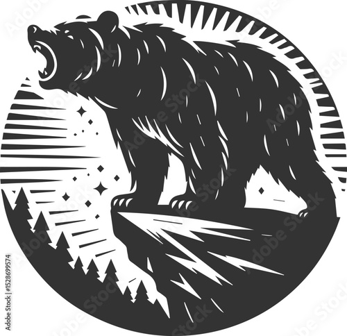 Wild animal roaring vector illustration silhouette drawing
