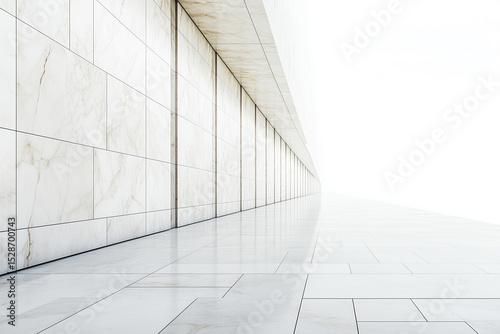 Modern office interior with abstract architecture, empty building corridor with futuristic glass walls and clean light