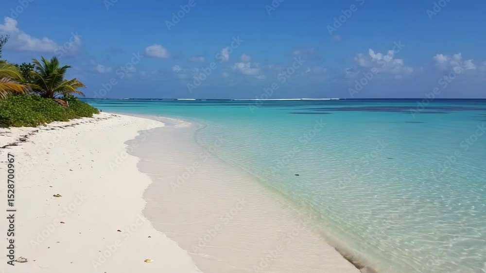 Serene Beach with Turquoise Waters and Palm Trees Serene Beach with Turquoise Waters and Palm Trees