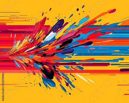 AI-Powered Forecasting Dashboard Vibrant abstract burst of colors on a yellow background. Smart Business Prediction Tools Data-Driven Trend Analysis Interface