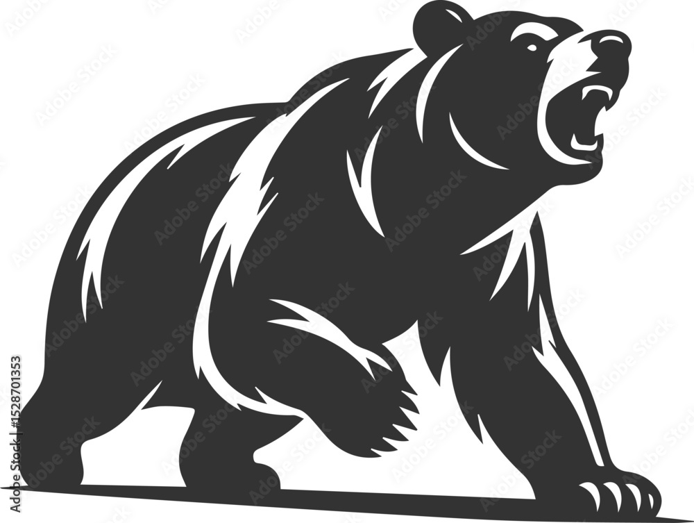 Fototapeta premium Wild animal roaring vector illustration silhouette drawing