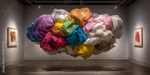 Puffy Fabric Cloud Art Installation